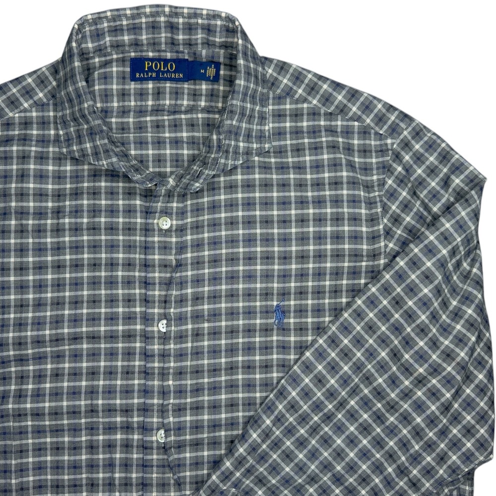 Polo Ralph‎ Lauren Long Sleeve Button Up Cotton Men's Med Green Plaid Blue Pony